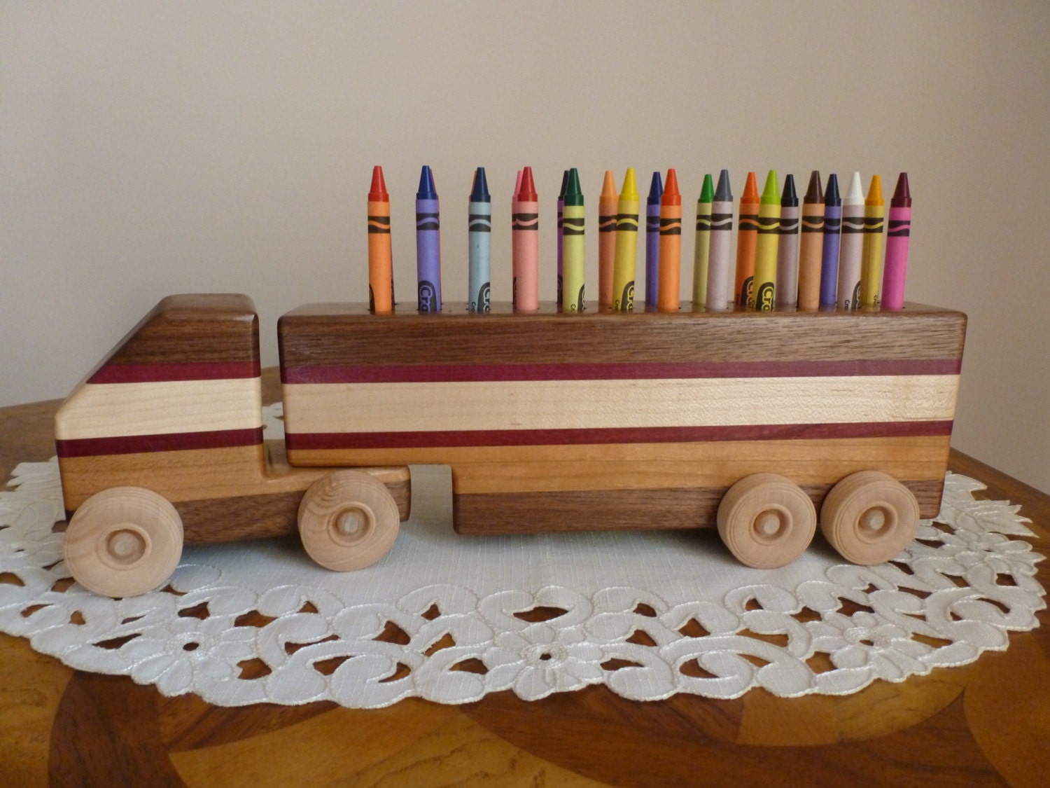 Toy Truck Crayon Holder Style D/Wood Truck/Wooden