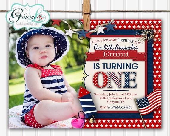 4Th Of July 1St Birthday Invitations 5