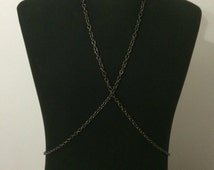 Men's body harness, body necklace,men dark grey necklace chain , Men's ...