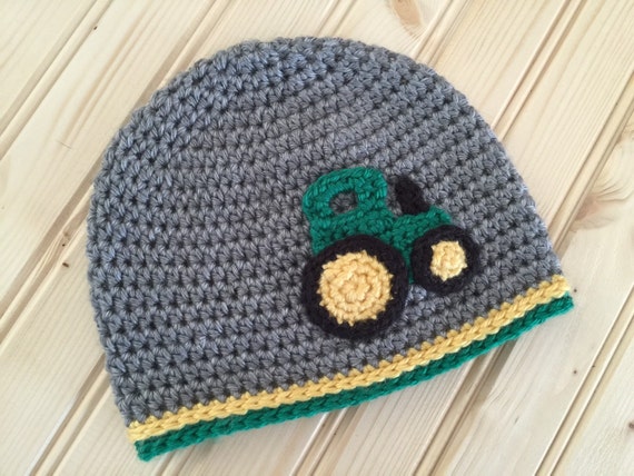 Little Boy Tractor Crochet Hat, John Deere tractor, baby shower gift ...