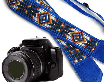 Camera strap inspired by Native American. Southwestern Ethnic Camera strap. DSLR / SLR Camera Strap. Camera accessories by InTePro