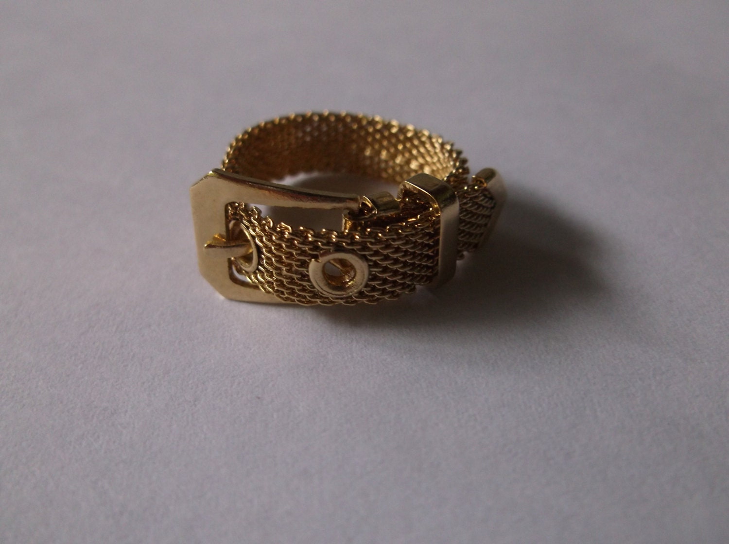 Vintage Gold Mesh Buckle Ring Completely Adjustable Chic