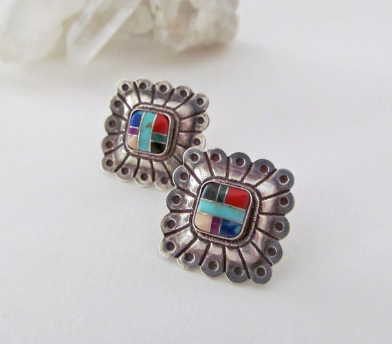 Southwest Multi Stone Earrings Inlaid Stone Jewelry Qt