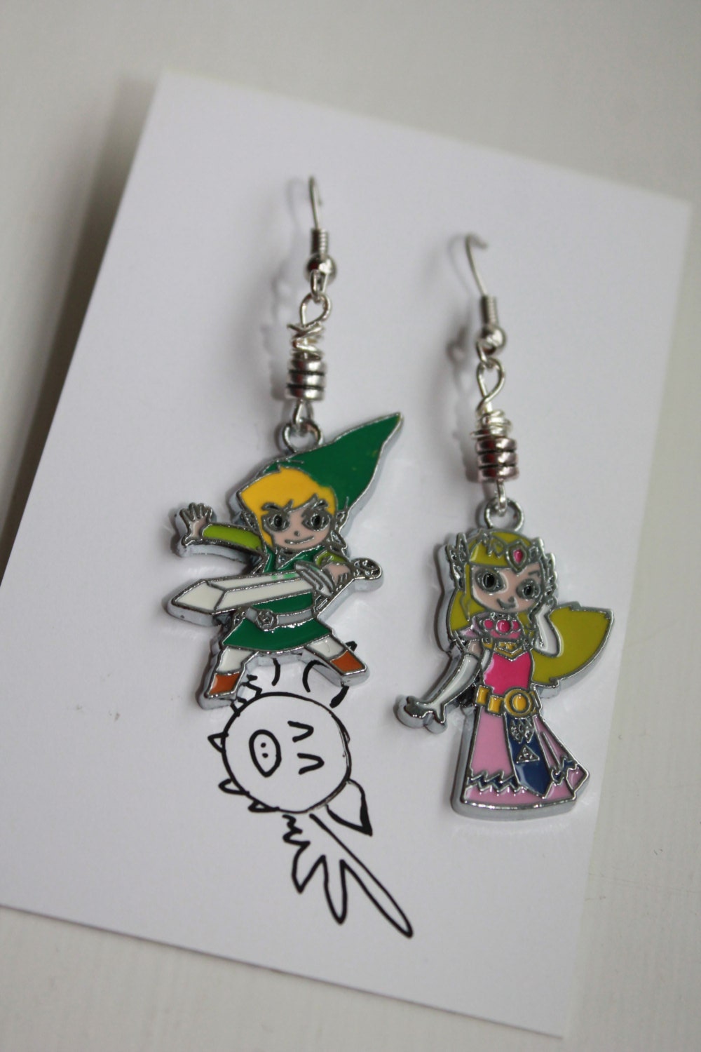 Link and Zelda Dangle Earrings by PortPigsy on Etsy