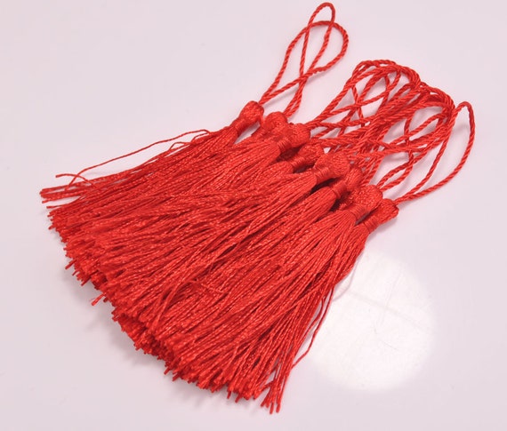 100pcs Red silky TasselsHandmade mini silk tassels satin