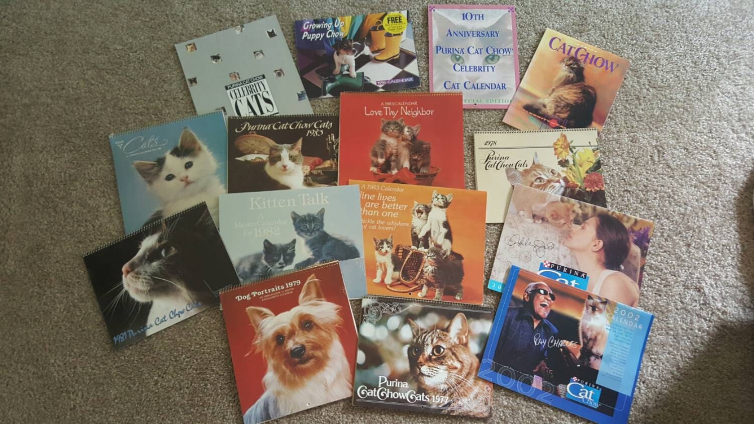 15 Vintage Cat and Dog Calendars Purina Cat Chow calendars