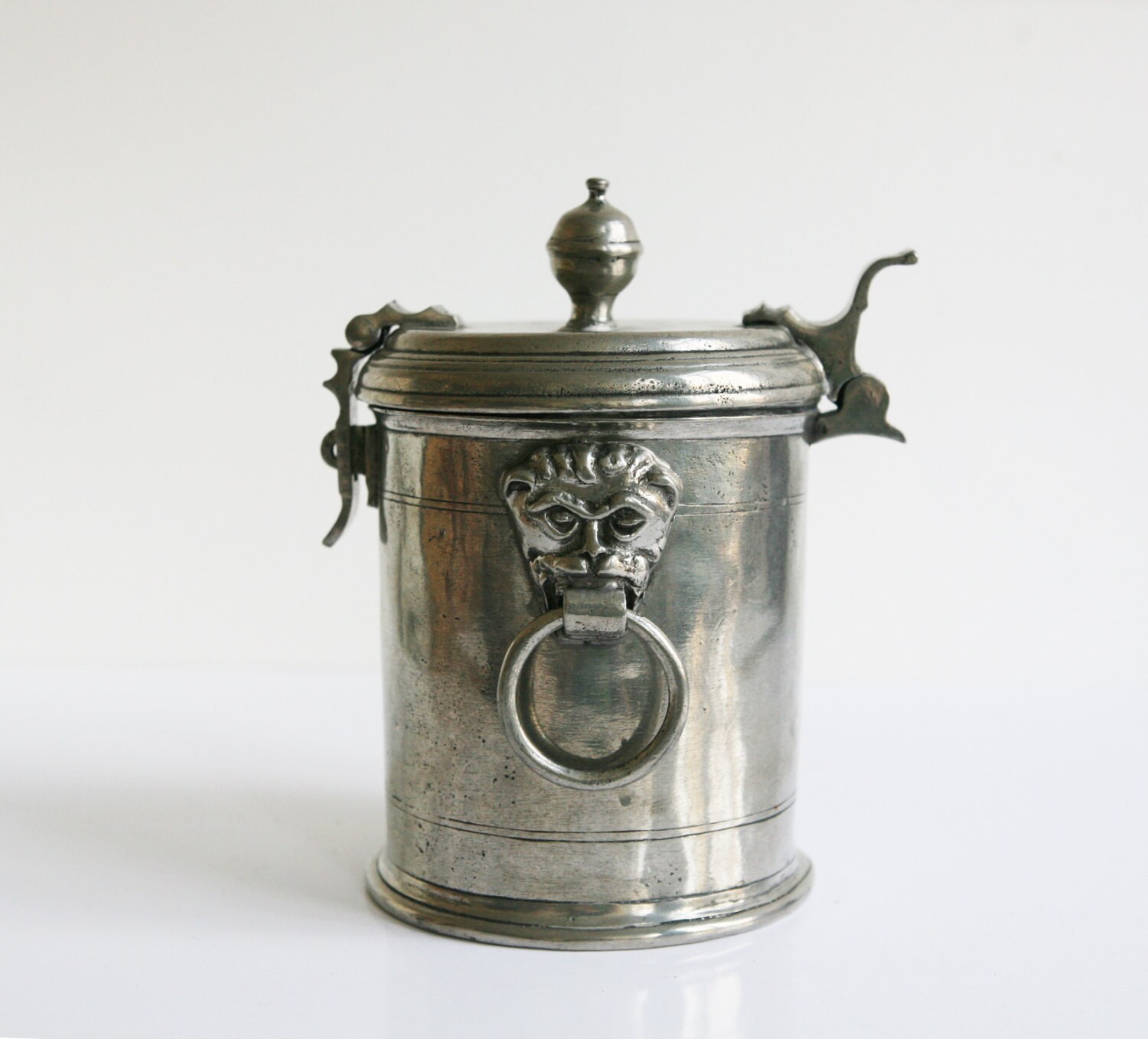 RARE antique French pewter tea caddy locking box antique