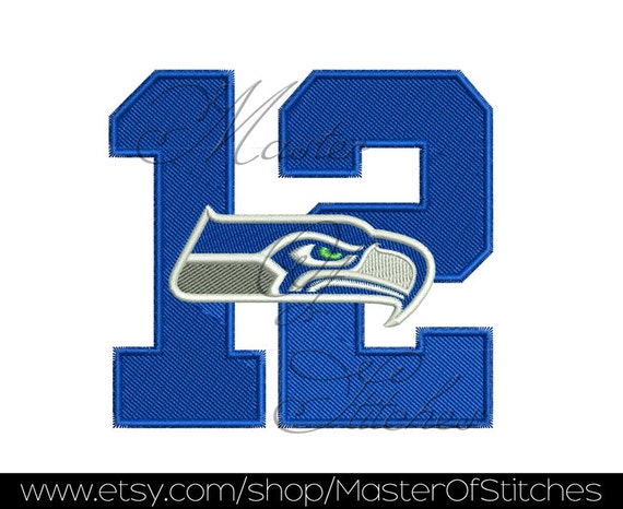 12th man Football Machine Embroidery Design seahawks 4x4