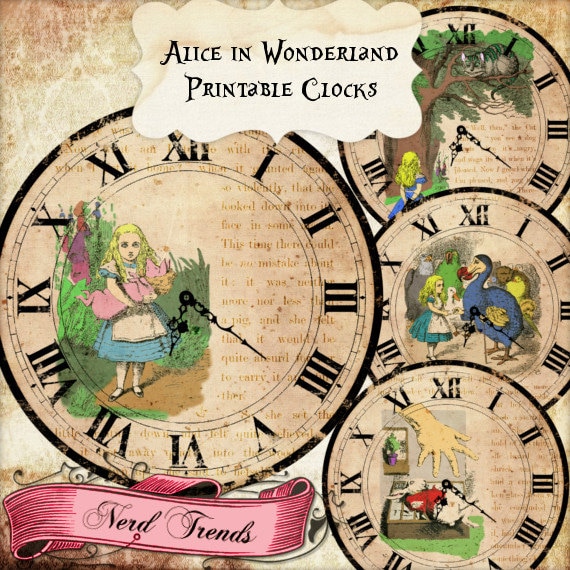 Alice in Wonderland Printable Clock Images Alice Large