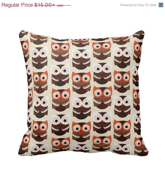 ON SALE Cute Woodland Owls Throw Pillow by PrimalVogueHomeDecor