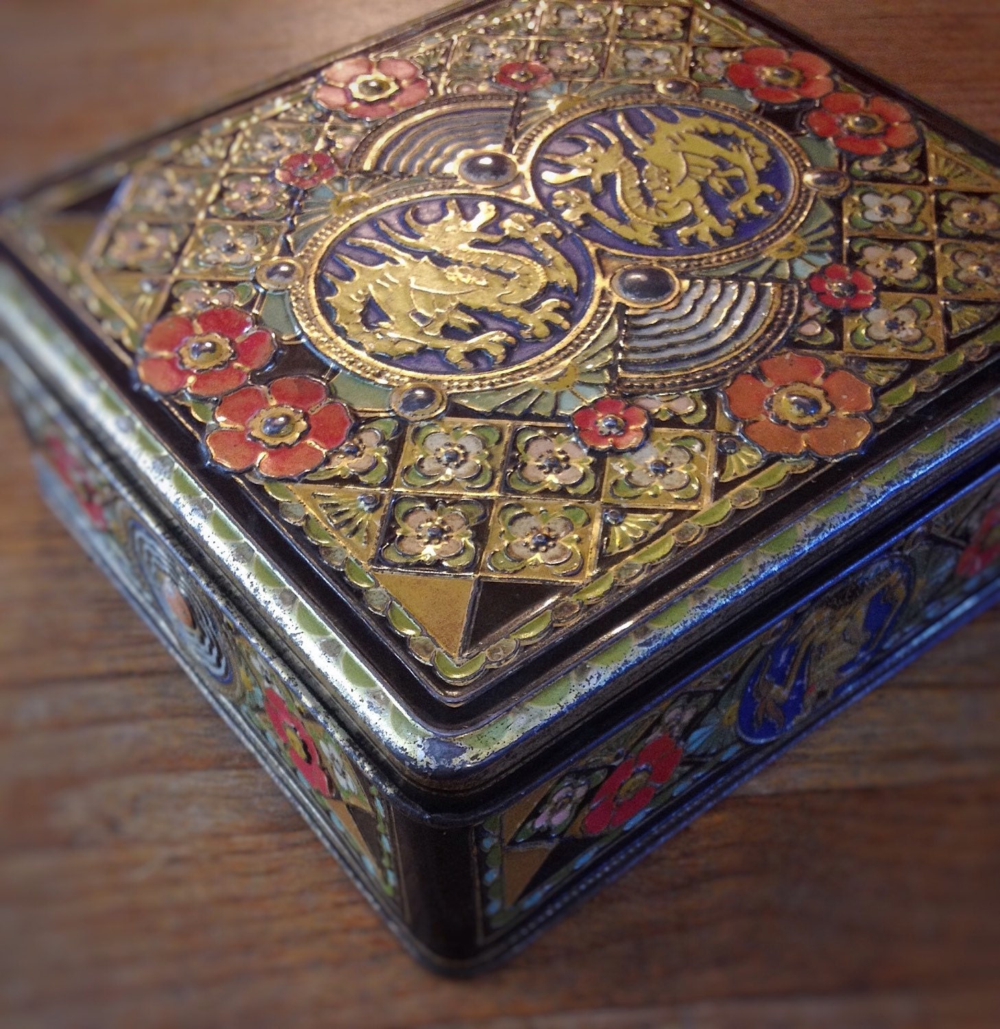 Vintage tin can jewelry cherry blossom flower necklace