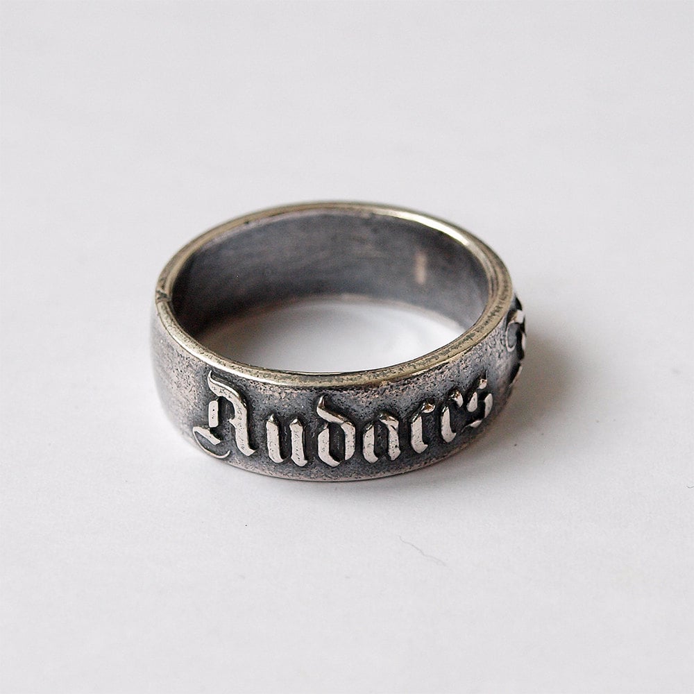 Audaces fortuna juvat Latin word ring Latin ring Silver