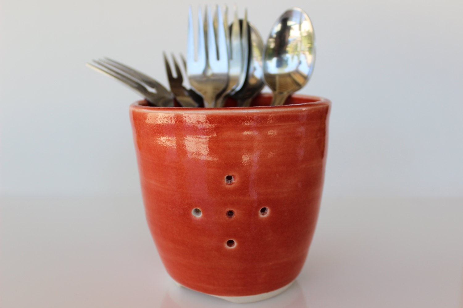 Ceramic Utensil Holder Sink Caddy Silverware Holder Wheel