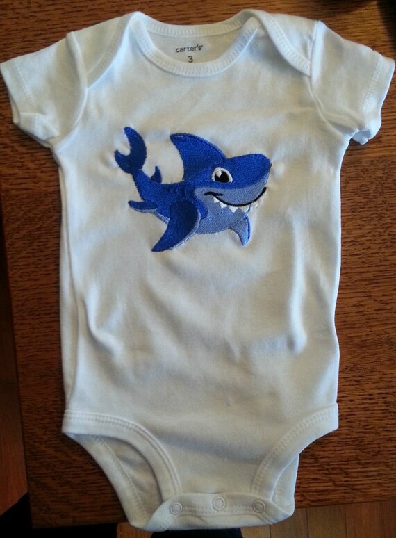 Smiling Shark Embroidered baby onesie Choose by NufnufCreations