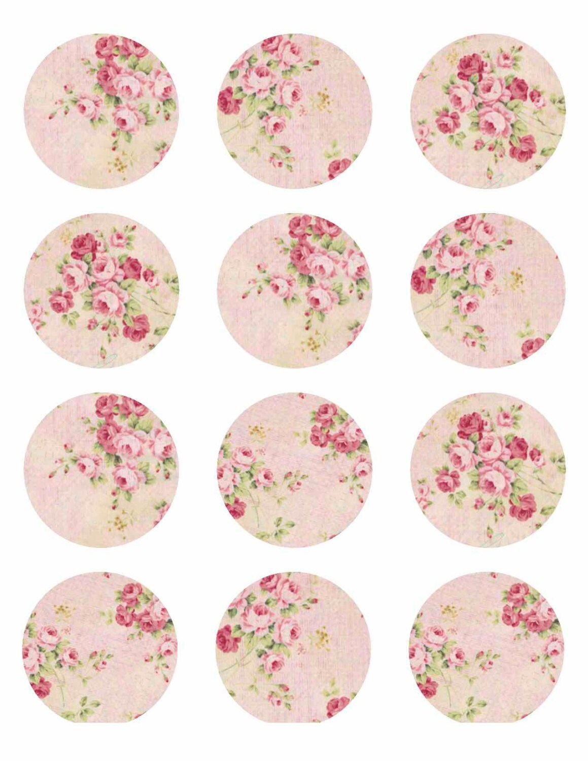 Edible Pink Shabby Chic Vintage Floral Wafer Paper Cookie