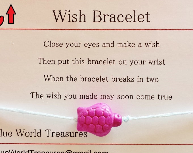 Turtle Make A Wish Bracelet, Ceramic Turtle Charm, Friendship Bracelet, Good Luck Jewelry, BFF Bracelet, PKG of 13 Turtle Wish Bracelets