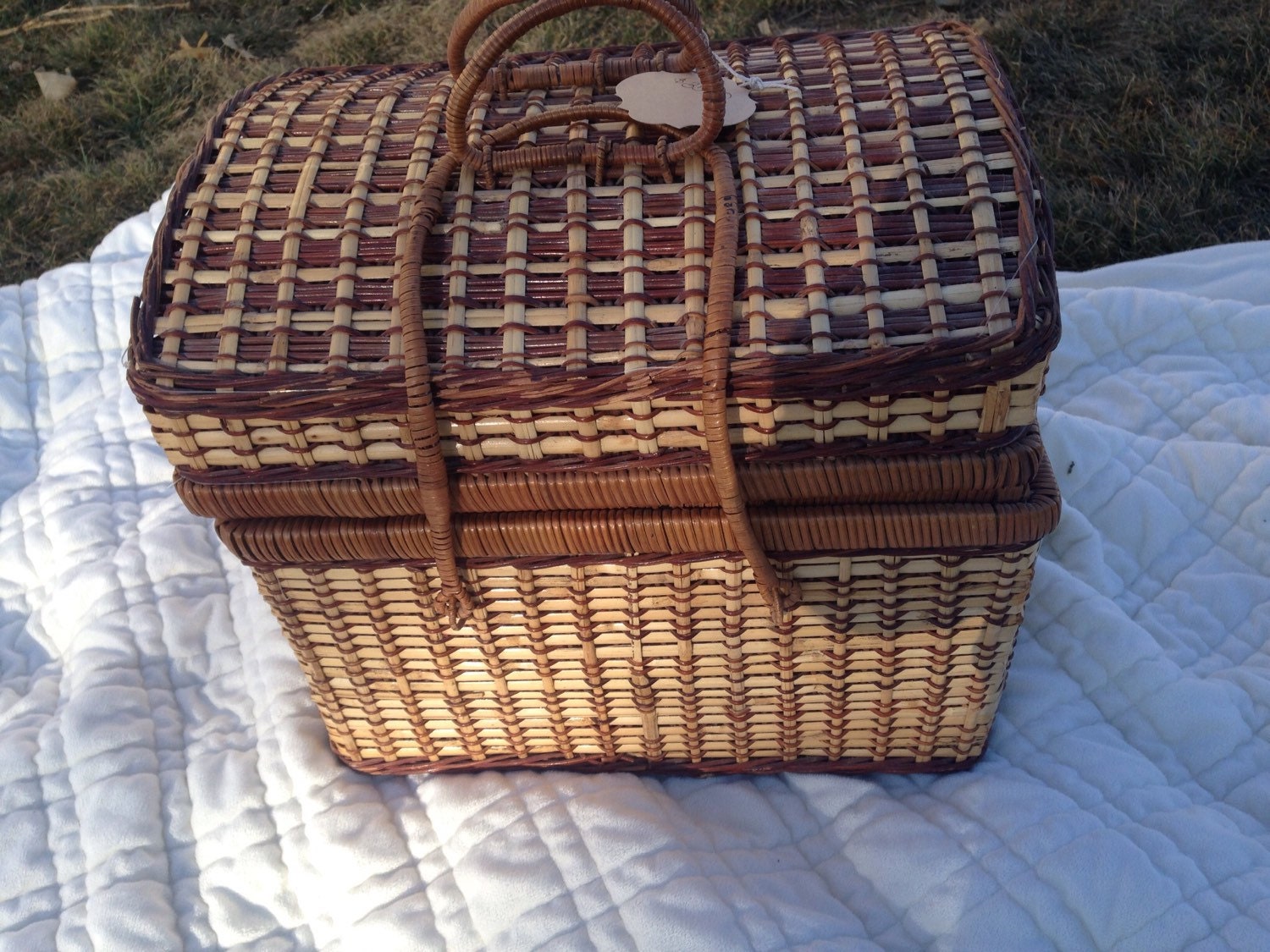 Picnic Basket lined in Red Gingham Fabric