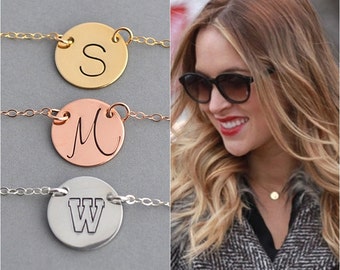 Disc Necklace / Personalized Necklace / Initial Necklace / Silver, Gold, Rose Gold Disc Necklace / Minimal Necklace /Personalized Disc