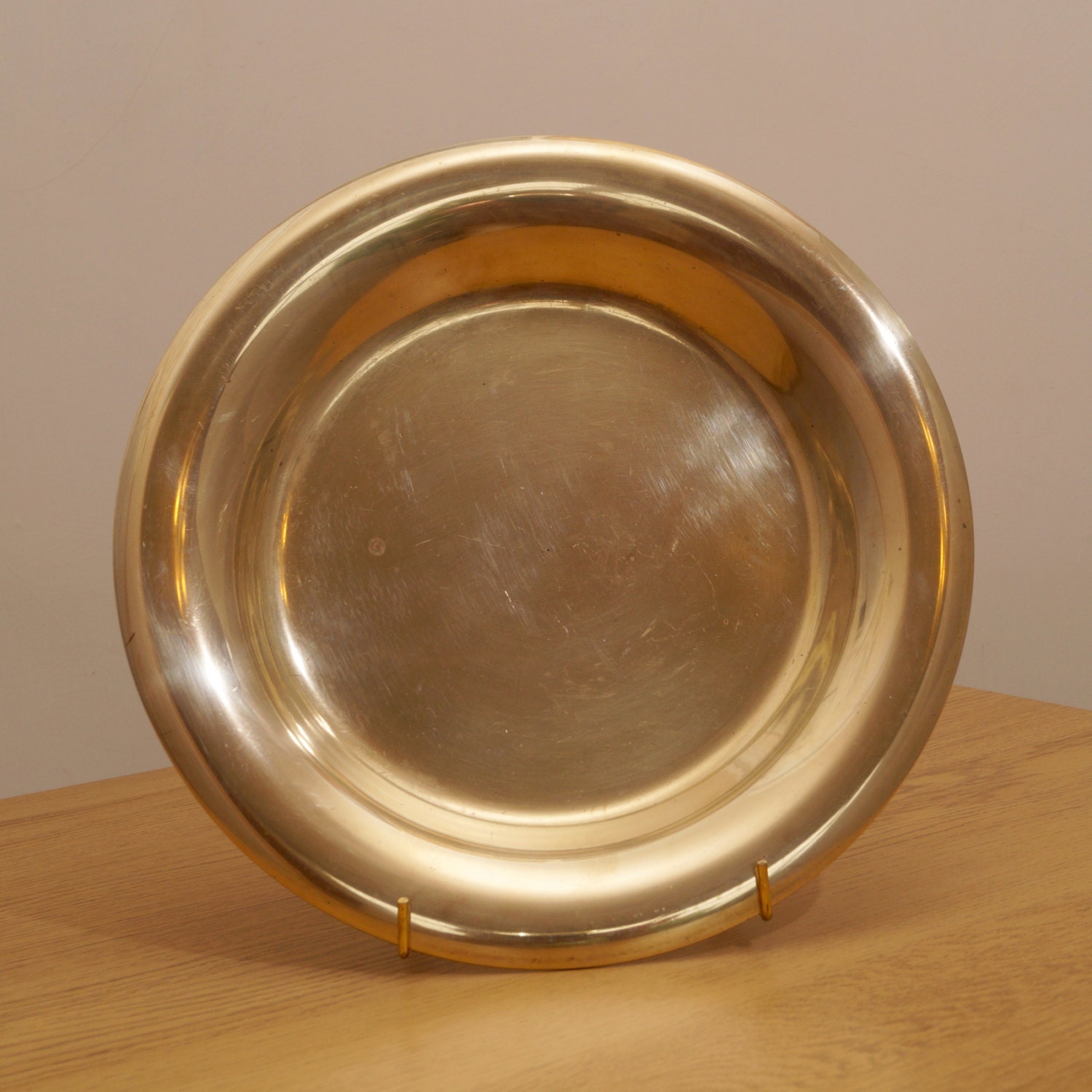 Very Heavy Solid Brass Tray / Plate / Dish very simple but