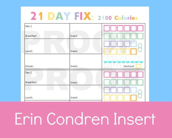 21 Day Fix Printable Sheets, Erin Condren 21 Day Fix, 21 Day Fix ...