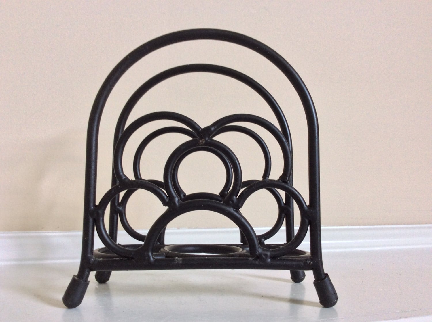 Attractive All Black Metal Napkin Holder with Rubber Covered
