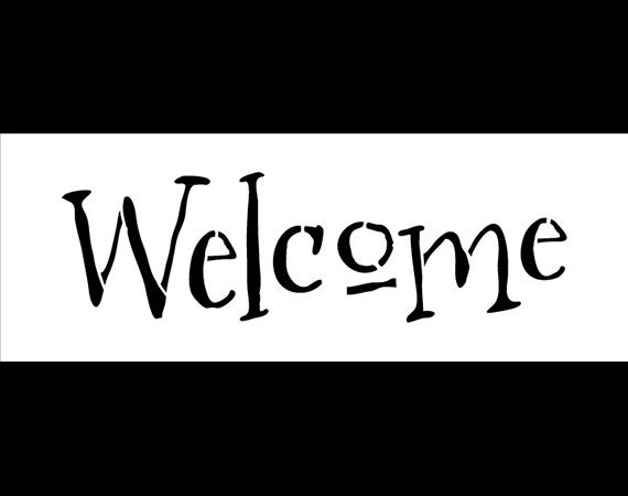 Welcome Word Stencil Whimsical 11 X 4