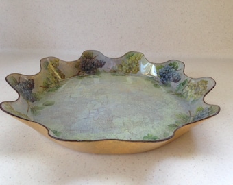 Decoupage Glass Plate, Handmade, Grapes, Serving Plate, Gift Idea, Home Decor