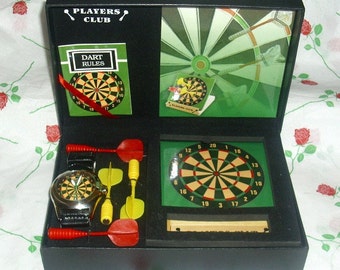 Darts Players Club Gift Box Set Includes Dart Watch Magnetic Board & Darts Sport Memorabilia Sports Present Collectable Vintage Bullseye