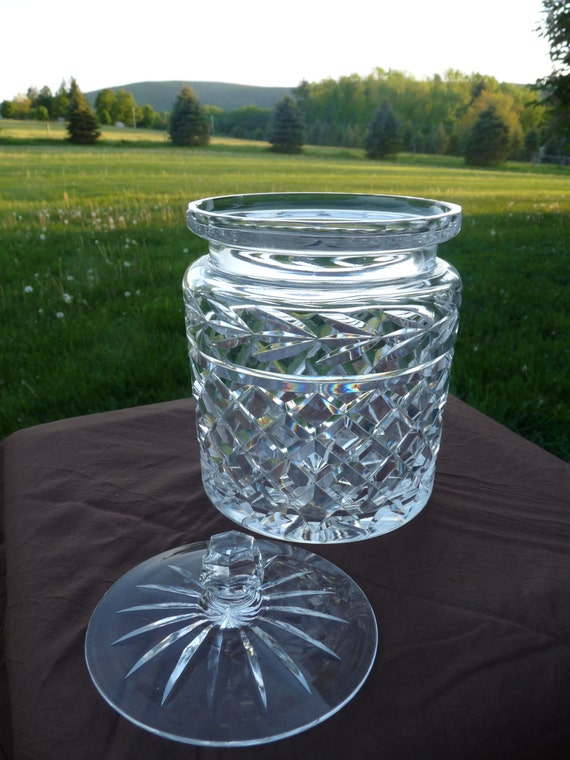 WATERFORD Signed Crystal GLANDORE pattern Biscuit Barrel Jar