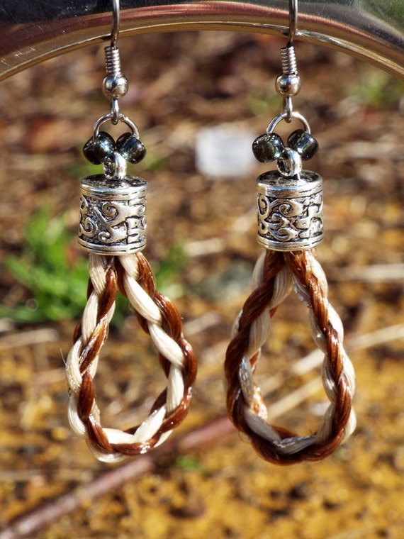 Horse Hair Earrings Katie Design by FlyingChangesEquine on Etsy