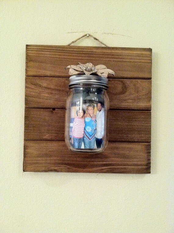Mason Jar Picture frame by Teensibeans on Etsy