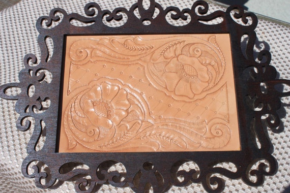 Hand Carved leather wall art by CarvedForAttention on Etsy