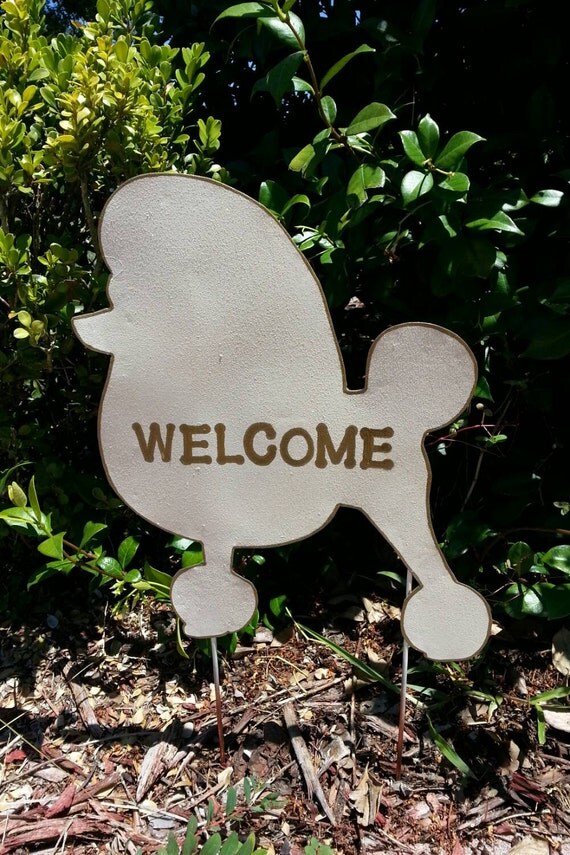 poodle welcome sign yard stake metal art welcome sign poodle welcome sign yard stake metal art welcome sign