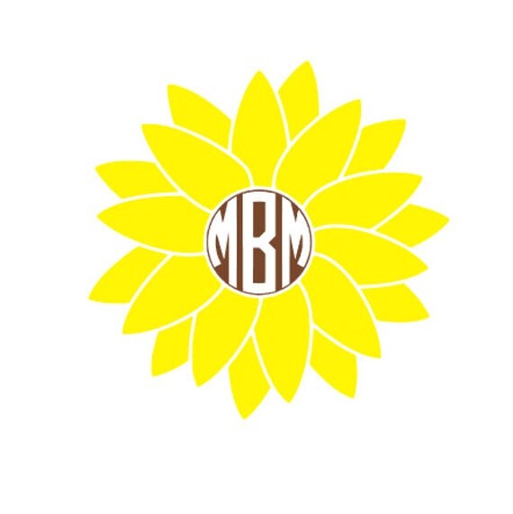 Sunflower Monogram Decal by MaesGirlyThings on Etsy