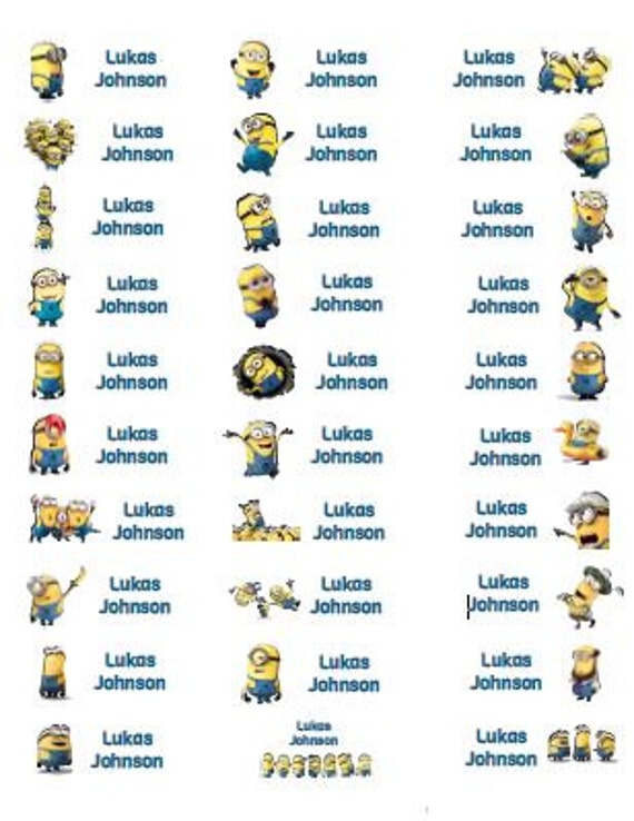 45++ Minions namen mit bild , 30 Personalized Waterproof Name Labels Minions Name Labels