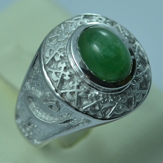 Sterling Silver 925 Natural Emerald Men Ring Persian Islam-Shia ...