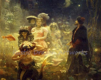 llya Repin "Sadko in the Underwater Kingdom" C1876 Fantasy Reproduction Digital Print