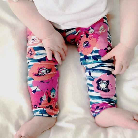 Items similar to Floral Baby Leggings, Hipster Baby Leggings, Flower