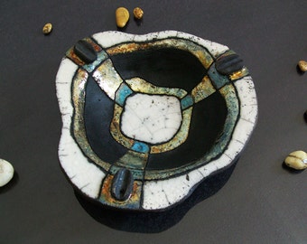 Raku pottery Dish, ceramic plate, cute ashtray, ceramic ashtray, wall dish, centerpiece dish, ceramic tray, pottery tray, decorative dish