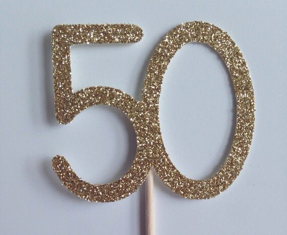 50th Birthday Cupcake Picks. Set of 24 Black Glitter Number 50 Cupcake ...