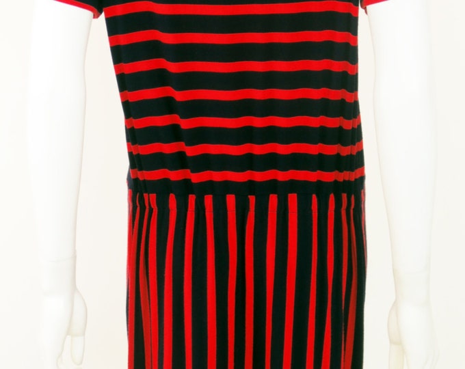 90s Calvin Klein drop waist sailor striped minimal jersey dress