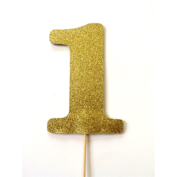 Gold Glitter Birthday Cake Topper 1st by PartyPerfectBoutique