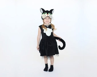 Halloween black cat costume, kids Halloween costume, Girls Halloween, girl costume, kitty costume, Halloween, toddler costume