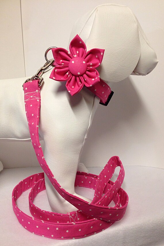 Dog Collar Set with Bow Tie or Flower Bow by DesignerStitchworks