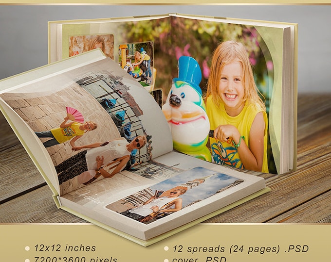 PHOTOBOOK - photo book in classic style - Photoshop Templates for Photographers. 12x12 Photo Book/Album Template
