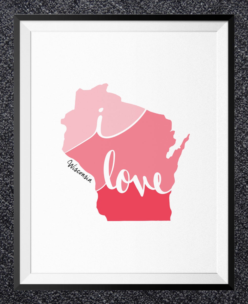 Wisconsin Wall Art Print Wisconsin Print Wisconsin by Dandymark