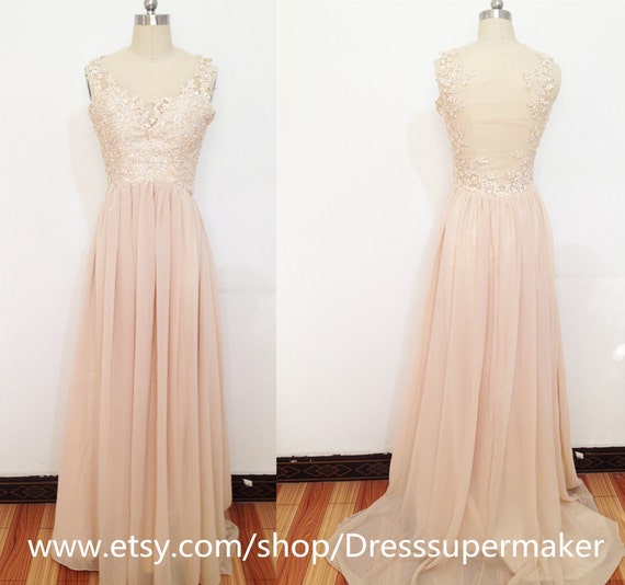 Champagne Lace Prom DressHandmade Champagne by Dresssupermaker