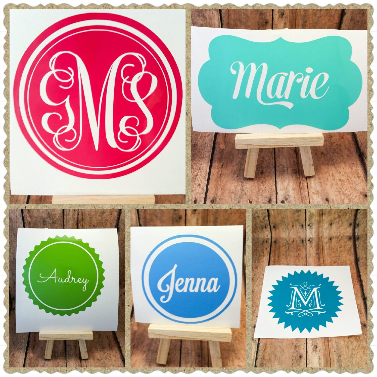 Vinyl Monogram decal 4 inch vinyl name decal sticker