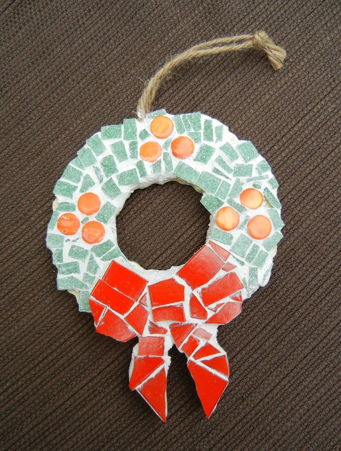 Christmas Wreath Ornament Mosaic Christmas by FlowerFloozyDesigns