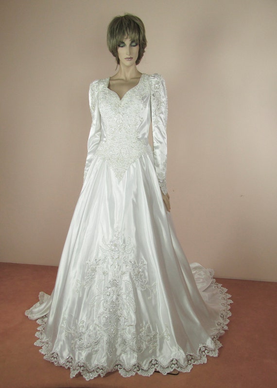 Weißes Hochzeitskleid 80er Jahre-Vintage Brautkleid aus der